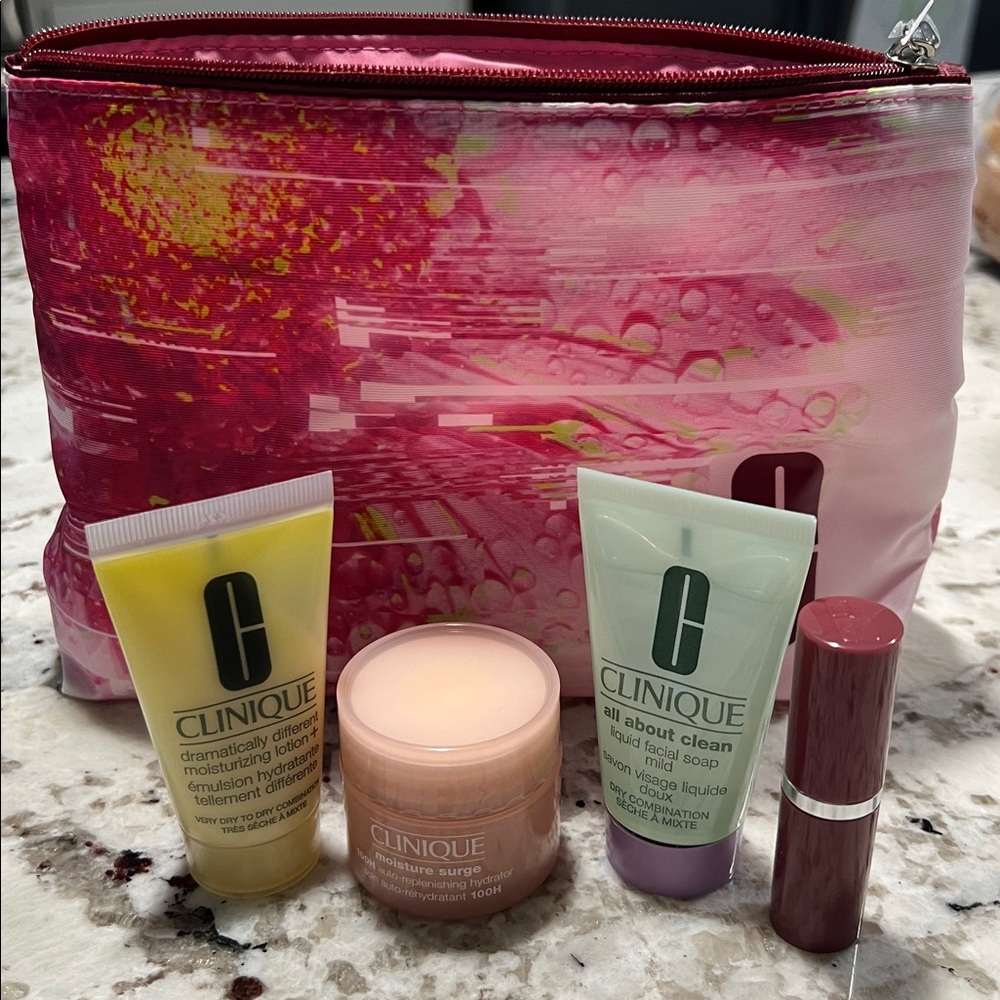 Clinique Skincare Set with Pink Bag